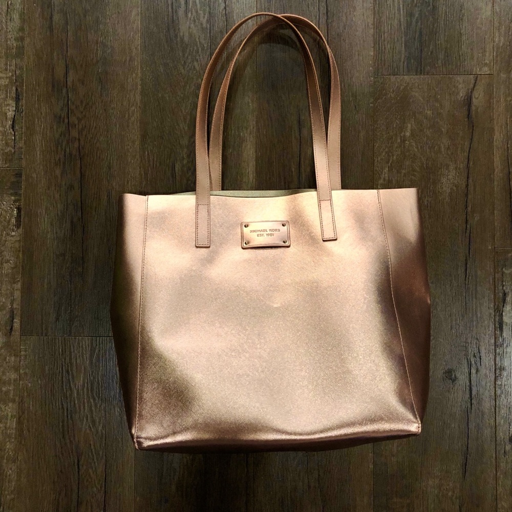 Used Once, Michael Kors Rose Gold/Gold Tote Bag